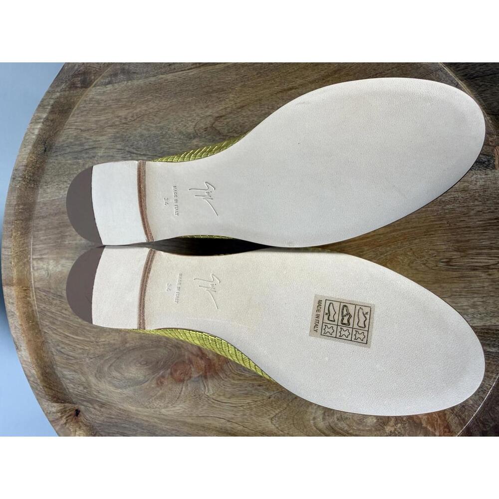 Giuseppe Zanotti Gold Tetra Trend Loafers Slip-On EU 34 (US 4) Luxury Flats NWB - Picture 5 of 13